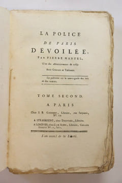 La Police de Paris dévoilée,. Pierre-Louis Manuel.
