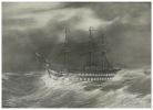 1844-1850 Pélisson 2 très beaux dessins originaux sur papier Pellée mine plomb Bateau voilier  tempête
. Pélisson