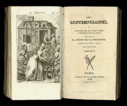 Les Contemporaines ou Aventures des plus jolies femmes de toutes les classes de la société, recueillies par Rétif de la Bretonne. Imprimé en 1790 par ...