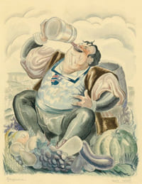  aquarelle originale GARGANTUA pour RABELAIS unique dessin or.

