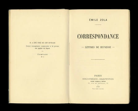CORRESPONDANCE. Lettres de jeunesse. Eo.  Emile Zola