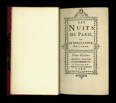 Les Nuits de Paris ou le Spectateur-Nocturne.
. Nicolas-Edme Rétif de la Bretonne [Restif de la Bretone]
