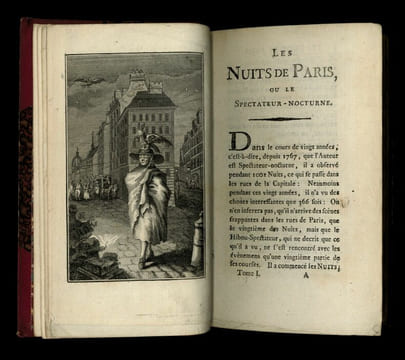 Les Nuits de Paris ou le Spectateur-Nocturne.
. Nicolas-Edme Rétif de la Bretonne [Restif de la Bretone]
