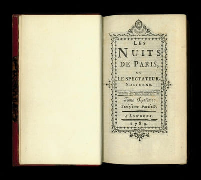 Les Nuits de Paris ou le Spectateur-Nocturne.
. Nicolas-Edme Rétif de la Bretonne [Restif de la Bretone]
