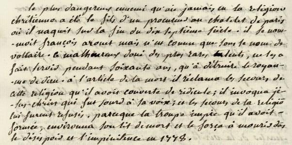[MANUSCRIT AUTOGRAPHE EN PARTIE INÉDIT]

Conjectures sur l'époque de la fin du monde et sur les circonsctances qui l'accompagneront. Par un Solitaire [Gouazé].