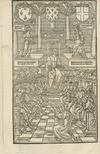 [Histoire agrégative des Annales et Chroniques d'Anjou ...] Hystoire agregative des Annalles et cronicques Danjou contenant le commencement et origine avecques partie des chevalleureux et marciaulx gestes des magnanimes princes consulz contes ducs Danjou. Et pareillement plusieurs faicts dignes de mémoire advenuz tant en France, Italie, Espaigne, Angleterre, Hierusalem et aultres royaumes tant chrestiens que sarrazins. Depuis le temps du déluge jusques à présent très utille proffitable et recreative à tous nobles et vertueux espritz. Recueillies et mises en forme par noble et discret messire Jehan de Bourdigne prestre, docteur es droict et depuis reveues et additionnées par le Viateur. Avec Privilege.
