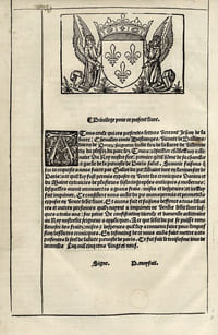[Histoire agrégative des Annales et Chroniques d'Anjou ...] Hystoire agregative des Annalles et cronicques Danjou contenant le commencement et origine avecques partie des chevalleureux et marciaulx gestes des magnanimes princes consulz contes ducs Danjou. Et pareillement plusieurs faicts dignes de mémoire advenuz tant en France, Italie, Espaigne, Angleterre, Hierusalem et aultres royaumes tant chrestiens que sarrazins. Depuis le temps du déluge jusques à présent très utille proffitable et recreative à tous nobles et vertueux espritz. Recueillies et mises en forme par noble et discret messire Jehan de Bourdigne prestre, docteur es droict et depuis reveues et additionnées par le Viateur. Avec Privilege.