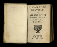 Chansons nouvelles et airs de cour. Nouveau recueil.

Tome I. Troisième édition.

Sur l'imprimé, A Paris, 1691 [i.e. Hollande]

48 pages

Suivi de :

Chansons nouvelles et airs de cour. Nouveau recueil.

Tome II. Seconde édition.

A Paris, chez Antoine Raflé, 1690 [i.e. Hollande]

48 pages

Suivi de :

Chansons nouvelles et airs de cour. Nouveau recueil.

Tome III.

Sur l'imprimé, A Paris, 1691 [i.e. Hollande]

48 pages

Suivi de :

Chansons nouvelles et airs de cour. Nouveau recueil.

Tome IV. Troisième édition.

Sur l'imprimé, A Paris, 1691 [i.e. Hollande]

48 pages

Suivi de :

Chansons nouvelles et airs de cour et d'opéra. Nouveau recueil.

Tome V. Seconde édition.

A Paris, chez Antoine Raflé, 1690 [i.e. Hollande]

48 pages

Suivi de :

Chansons nouvelles et airs de cour et d'opéra. Nouveau recueil.

Tome VI. Troisième édition.

Sur l'imprimé, A Paris, 1691 [i.e. Hollande]

29 pages et 20 pages non chiffrées (table pour les tomes I à VI)

Suivi de :

Chansons nouvelles et airs de cour et d'opéra. Nouveau recueil.

Second volume. Tom. I.

A Paris, chez Antoine Raflé, 1690 [i.e. Hollande]

48 pages

7 tomes reliés en 1 volume in-16 (13 x 8 cm | Hauteur des marges : 122 mm)