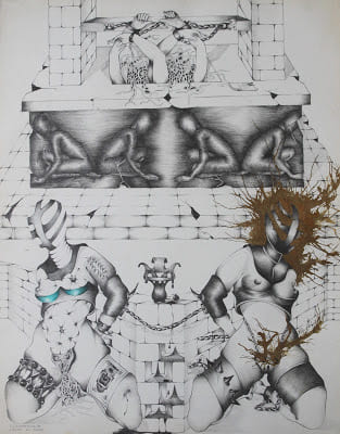 L'AUTEL DU PLAISIR. Dessin Original. Michel ELSDORF (1952 - )