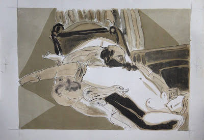 ESTAMPE ORIGINALE ÉROTIQUE.
Cunnilingus (titre non contractuel)
. MASUO IKEDA, Ikeda Masuo (1934-1997), peintre, illustrateur, sculpteur, ...
