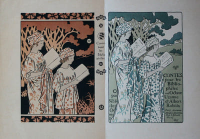  Estampe Lithographie couleur Art Nouveau