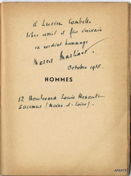 HOMMES. Poëmes. (envoi de l'auteur).. MARTINET Marcel