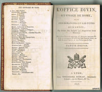 L'OFFICE DIVIN, A L'USAGE DE ROME, pour Les dimanches et les fêtes de l'année, en faveur des Laïques qui fréquentent leurs Paroisses. PARTIE D'HIVER.