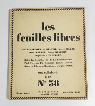 Revue Les Feuilles libres n°38 de la sixième année. (Collectif) Jean Giraudoux, Joseph Delteil, Marcel Raval, René Crevel, Pierre Reverdy, Roger de La ...