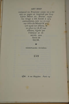 Art bref, suivi de premières alluvions. CHAR René