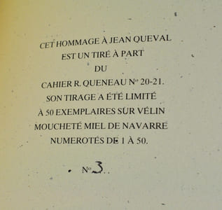 Cahiers Raymond Queneau n°20-21 "Dossiers Jean Queval et André Billy" + tiré à part "Jean Queval : témoignages et textes inédits"