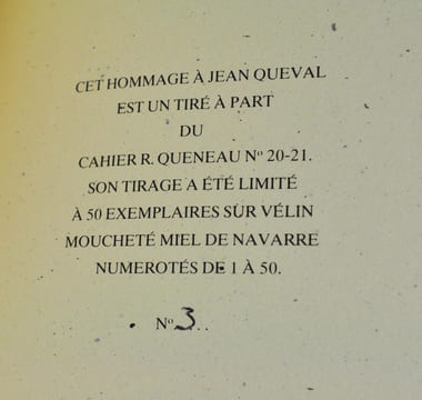 Cahiers Raymond Queneau n°20-21 "Dossiers Jean Queval et André Billy" + tiré à part "Jean Queval : témoignages et textes inédits". (Collectif) QUENEAU ...