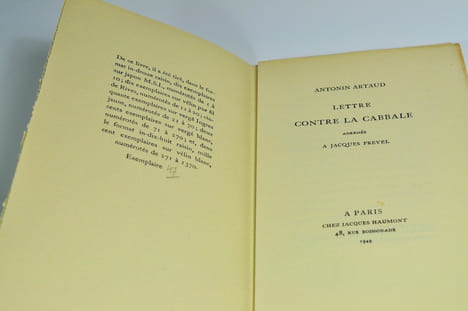 Lettre contre la cabbale, adressée à Jacques Prevel. ARTAUD Antonin