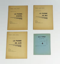 Réunion de 4 rares plaquettes : "Deux poèmes", Série Un poème chaque mois : "Le poème de juin", "Le poème d'avril", "Le poème de mai"