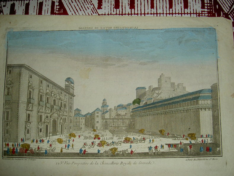 Vue perspective de la Chancellerie Royale de Grenade. Vue d'Optique du dix-huiti&egrave;me si&egrave;cle