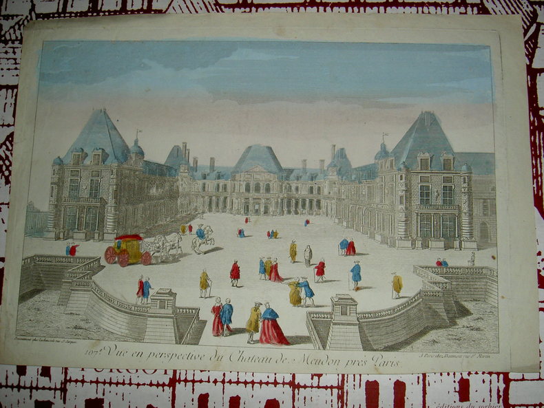 Vue en perspective du château de Meudon près Paris. Vue d'Optique du dix-huitième siècle