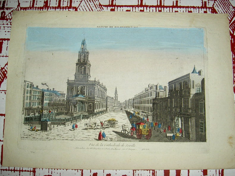 Vue de la cath&eacute;drale de S&eacute;ville. Vue d'Optique du dix-huiti&egrave;me si&egrave;cle