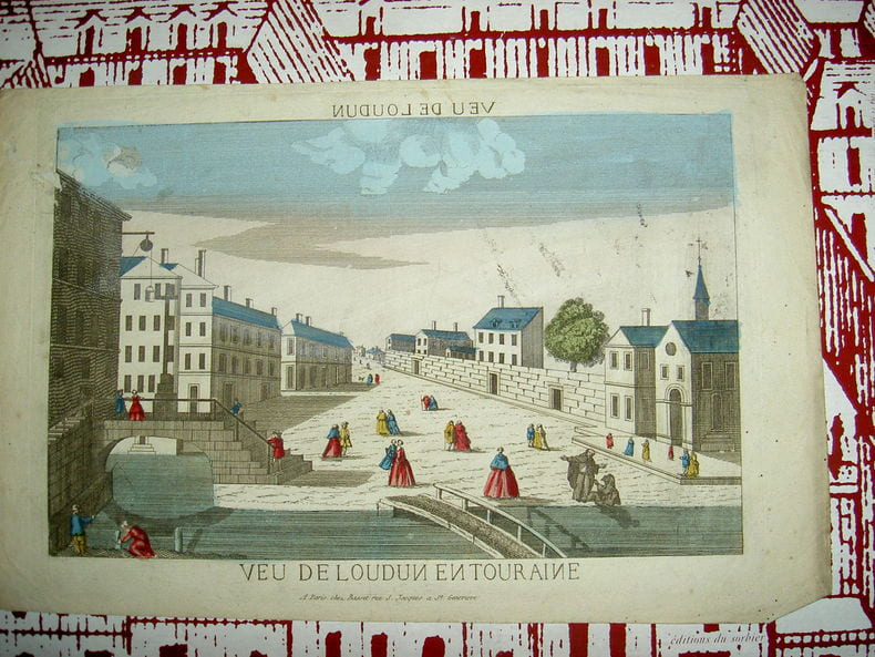 Vue de Loudun en Touraine. Vue d'Optique du dix-huiti&egrave;me si&egrave;cle