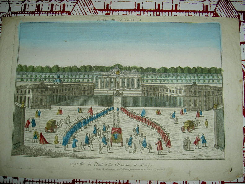 Vue de l'entr&eacute;e du ch&acirc;teau de Marly. Vue d'Optique du dix-huiti&egrave;me si&egrave;cle