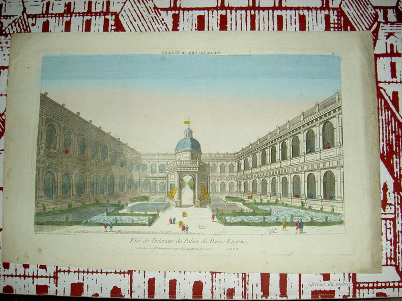Vue de l'int&eacute;rieur du palais du Prince Eug&egrave;ne. Vue d'Optique du dix-huiti&egrave;me si&egrave;cle