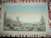 Vue de la ville et du port de Tunis dans la Barbarie sur la mer Méditerranée. Vue d'Optique du dix-huitième siècle