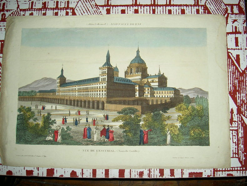Vue de l'Escurial (Nouvelle Castille).. Vue d'Optique du dix-huiti&egrave;me si&egrave;cle