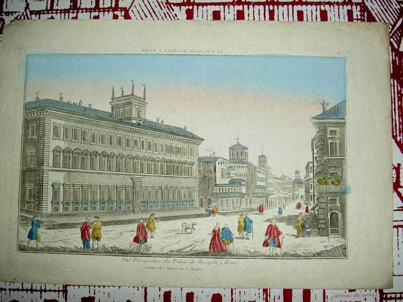 Vue perspective du Palais de Ruspoli &agrave; Rome.. Vue d'Optique du dix-huiti&egrave;me si&egrave;cle