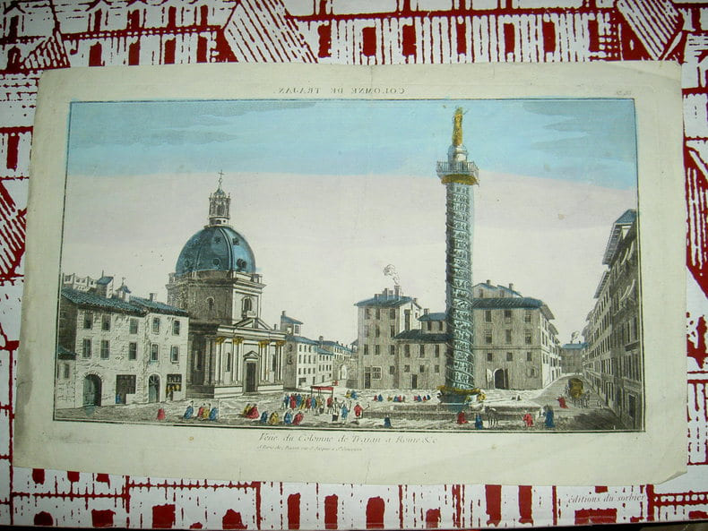 Vue du colonne deTrajan &agrave; Rome &c.. Vue d'Optique du dix-huiti&egrave;me si&egrave;cle
