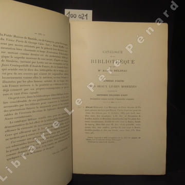 Catalogue de la Bibliothèque de Feu Mr Albert Bélinac (Membre de la Société de Bibliophiles Industriel) - Catalogue et Planches Première Partie: Très ...