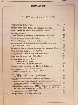 Musica disques, N° 176. Musica disques - Rédacteur en chef : Claude Chuteau