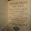 Mémoires du Duc De Villars, Pair de France, Maréchal Général des armées de Sa Majesté très-chrétienne, &c. (3 tomes). VILLARS, Maréchal Duc De