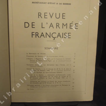 Revue de l'Armée Française N° 7 : La Rénovation de l'Armée - Prisonniers de Guerre (Commandant LECOQ) - Regards sur l'Empire (Capitaine G. BONNET) - ...