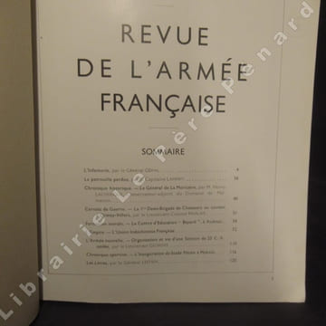 Revue de l'Armée Française N° 11 : L'Infanterie (Général GERIN) - La patrouille perdue (Capitaine LANNEY) - Le Général de la Moricière (M. Henry ...