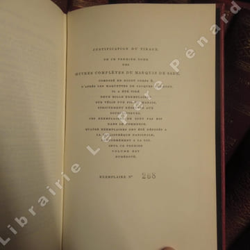 Oeuvres complètes du marquis de Sade. Edition définitive. (15 volumes). SADE, Donatien François Alphonse de
