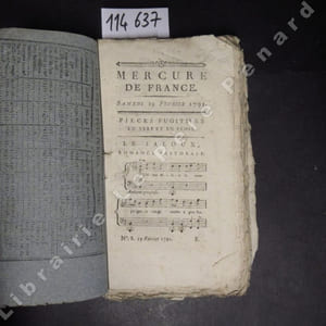 Mercure de France N° 8. Samedi 19 Février 1791 - Avec un Supplément à l'article de Paris & aux nouvelles étrangères du jeudi 17 février 1791