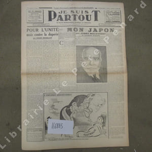 Je suis partout N° 548 : Pour l'unité mais contre la duperie (Robert Brasillach) - Mon Japon (André Bellessort) - Nouvelle inédite de José Lupin - A la recherche de la communauté et du chef (Henri Poulain) - Décadence des Francs-Maçons (Robert Andriveau) - Jeunes musiciens de France et d'Allemagne (Lucien Rebatet) - ...