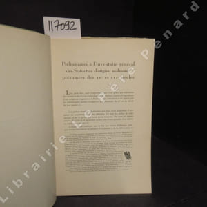 Préliminaire à l'Inventaire général des Statuettes d'origine malinoise, présumées des XVe et XVIe siècles
