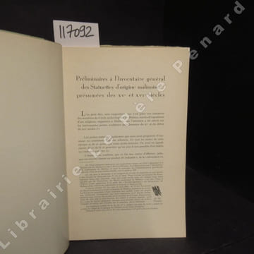 Préliminaire à l'Inventaire général des Statuettes d'origine malinoise, présumées des XVe et XVIe siècles. GODENNE, Willy
