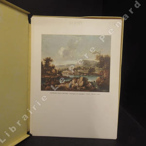 Ensemble de huit menus de la Compagnie maritime ADRIATICA NAVIGAZIONE (Venezia) avec premier plat décoré d'une reproduction de tableau italien. Texte du menu en italien et en français en miroir