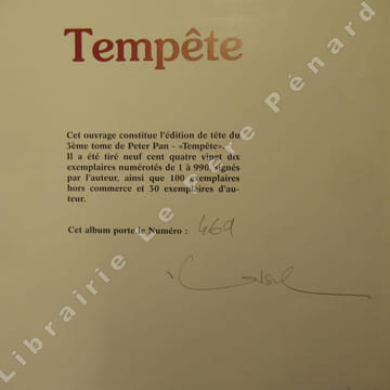 Peter Pan. Tome 3 : Tempête (Tirage de tête). LOISEL