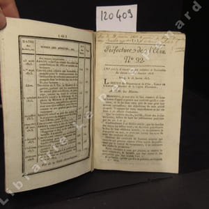Recueil des Actes Administratifs de la Préfecture. Archives Communales. Bulletin administratif année 1813 : Du N° 92 au N° 119