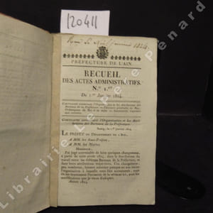 Recueil des Actes Administratifs de la Préfecture. Archives Communales. Bulletin administratif année 1824