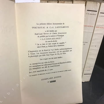 Port-Royal (10 volumes) . C.-A. SAINTE-BEUVE - Edition Documentaire établie par René-Louis DOYON & Charles MARCHESNE - Table analytiques et ...