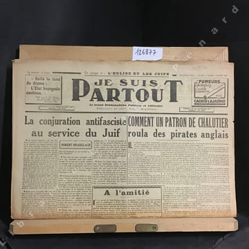 Je suis partout N° 549 : La conjuration antifasciste au service du Juif (Robert Brasillach) - Comment un patron de chalutier roula des pirates anglais ...