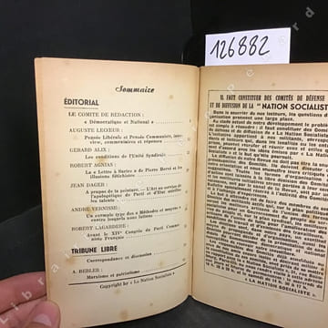 La Nation Socialiste N° 2 : Pensée libérale et pensée communiste (Auguste Lecœur) - Les conditions de l'Unité Syndicale" (Gerard Alix) - La "lettre à ...